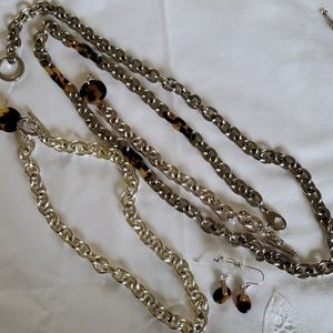 Necklace,  bracelet, earring, & belt combo